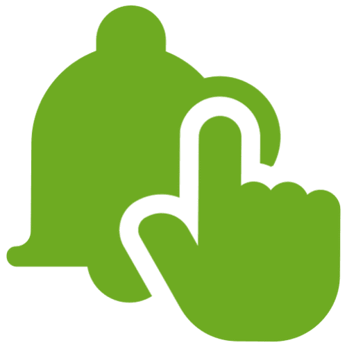 Notification bell with hand icon