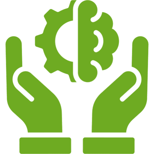 Innovation and support icon in green