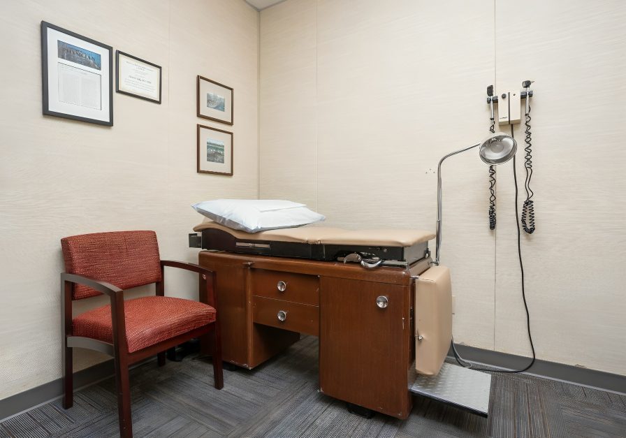 Clinical room with examination table